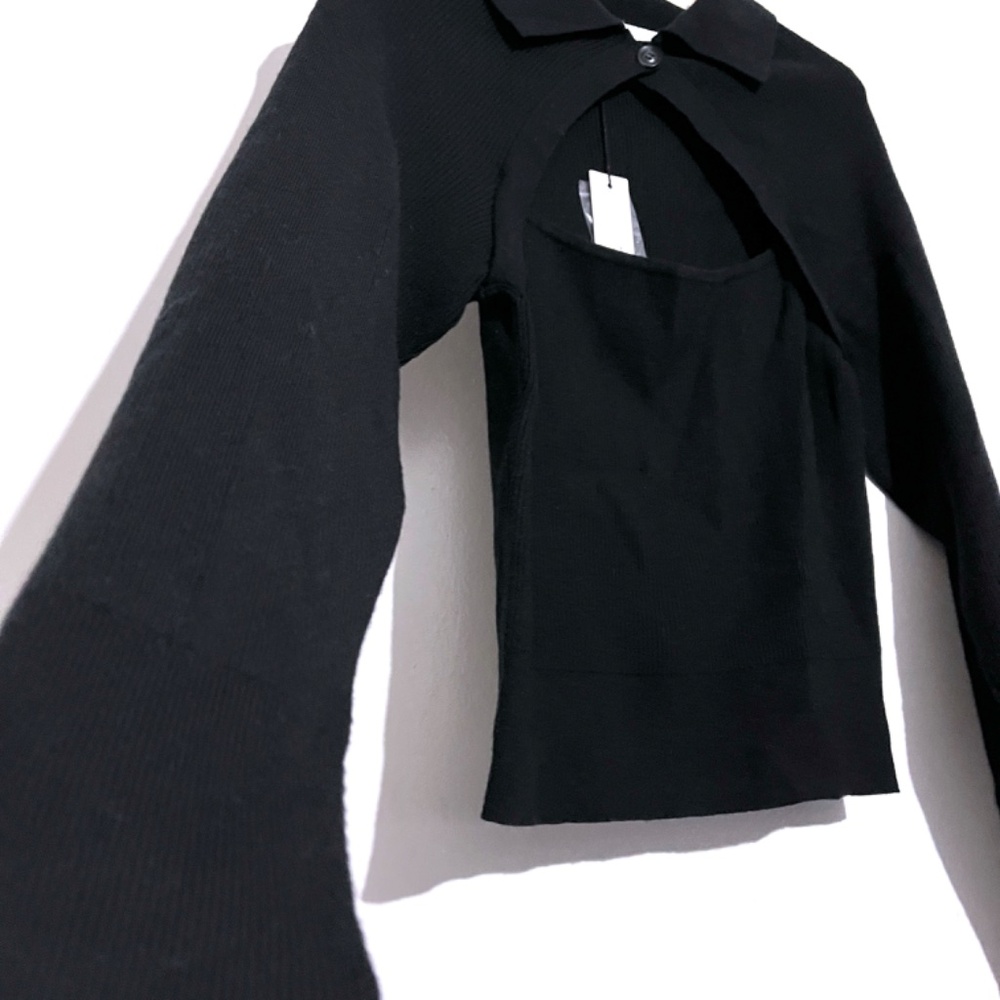 Jonathan Simkhai Ribbed Collared Layered Shrug Top - Picture 6 of 12